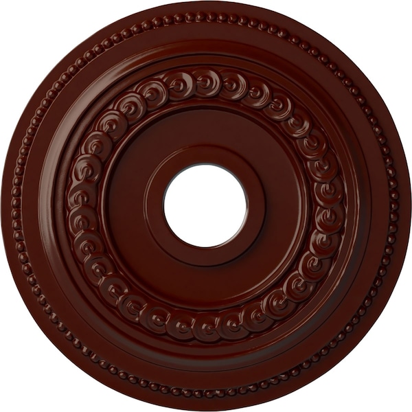 Ekena Millwork Oldham Ceiling Medallion (Fits Canopies up to 8 5/8"), 18"OD x 3 3/8"ID x 7/8"P, Brushed Mahogany CM18OL1BMF - main